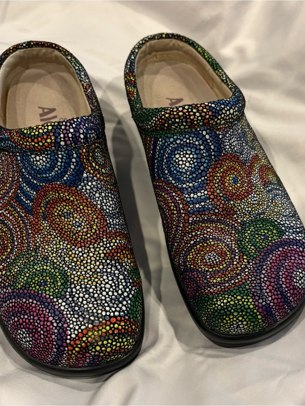 Alegria Women’s Multicolor Swirl Dot-Print Slip-On Clog